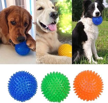 Customization Service Provided TPR Squeaky Spikey Ball Dog Chew Toy for Tooth Cleaning