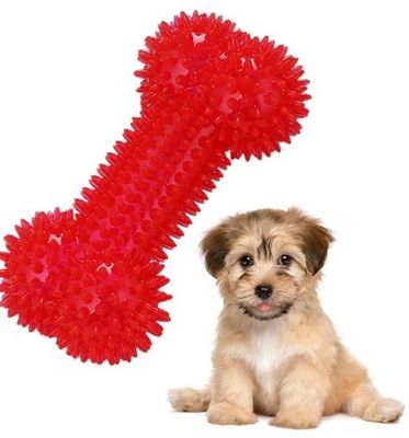 Dog Soft Chew Toys Durable TPR Bone Shape for Interactive Training and Teeth Cleaning