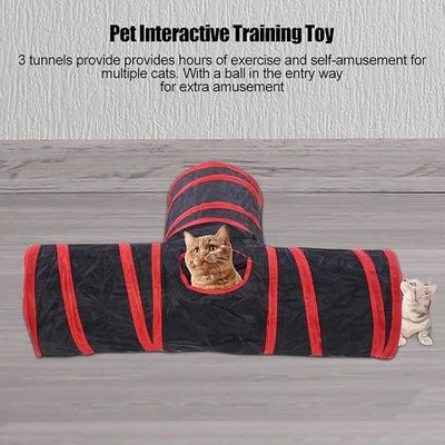 Safe and Durable Foldable Pet Tunnel Polyester Extensible Cat Play Tent Interactive Toy