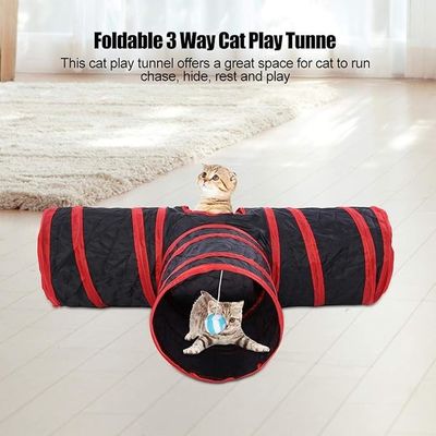 Safe and Durable Foldable Pet Tunnel Polyester Extensible Cat Play Tent Interactive Toy