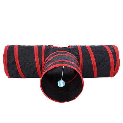Peek Hole and Toy Ball Durable Style Pet Cat Tunnel Tube 3-Way Collapsible for Indoor Cats