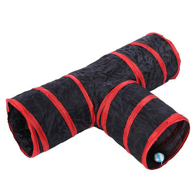 Peek Hole and Toy Ball Durable Style Pet Cat Tunnel Tube 3-Way Collapsible for Indoor Cats