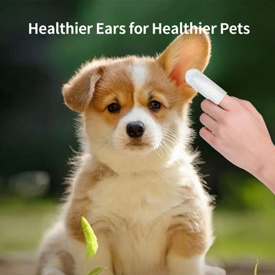 Pet Care Grooming Cat Dog Ear Cleaner Finger Wipe for Cats Dogs Extra Large and White