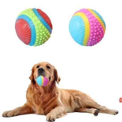 Medium Dog Bouncy Fetch Play Ball Sustainable Squeaky Toy with Soft Latex Rubber