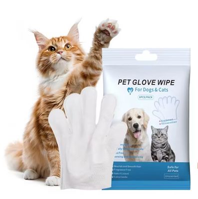 Customized Logo Acceptable 6PCS Pack Pet Cleaning Gloves for PET Grooming Wet Wipes