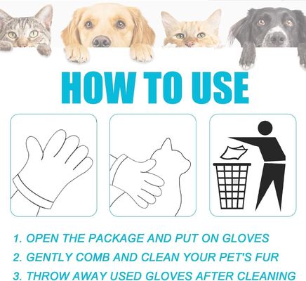 9.6in*12.6in Sheet Size Pet Grooming Gloves for Daily Life Eco-Friendly and Disposable