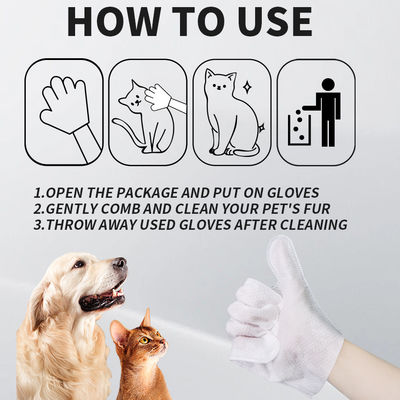 Clean Function White Biodegradable Pet Grooming Gloves for Daily Life of Cats and Dogs