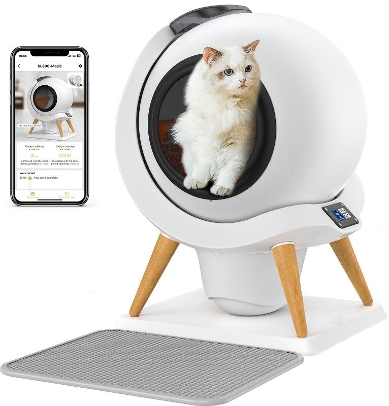 Large Self-Cleaning Cat Toilet Tray Enclosed in Wooden Furniture for ODM Designs