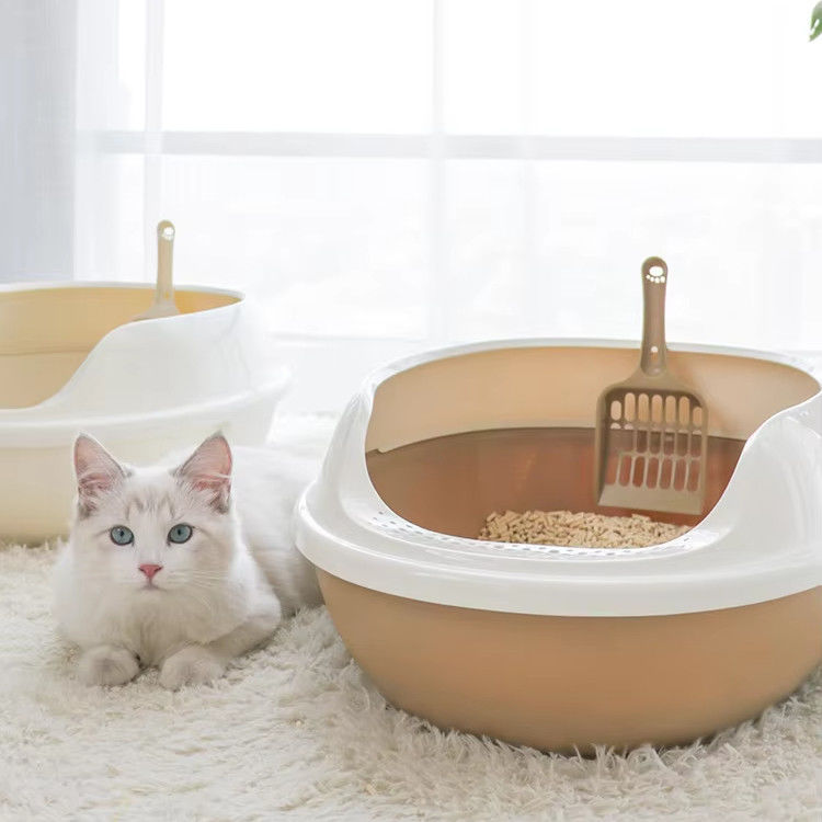 Cat Litter Box Anti-Splash Pet Dog Toilet Large Space Cat Plastic Cat Tray for Indoor