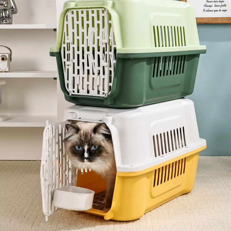 Cat Carrier Pet Travel Bag Multifunction Pet Transport Cage Portable with Plastic Door
