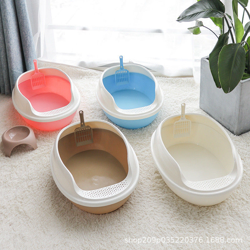 High Side PP Plastic Cat Toilet Large Anti-splash Open Top Cat Litter Box for Indoor