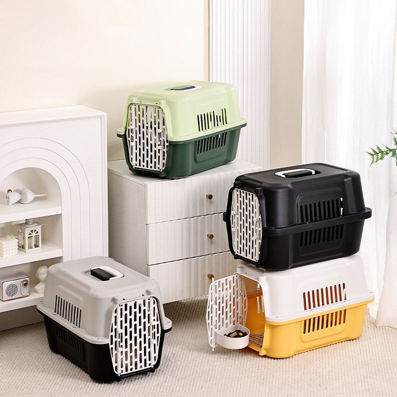 Button Closure Candy Color Pet Air Transport Box Portable Dog Air Cage for Small Pets