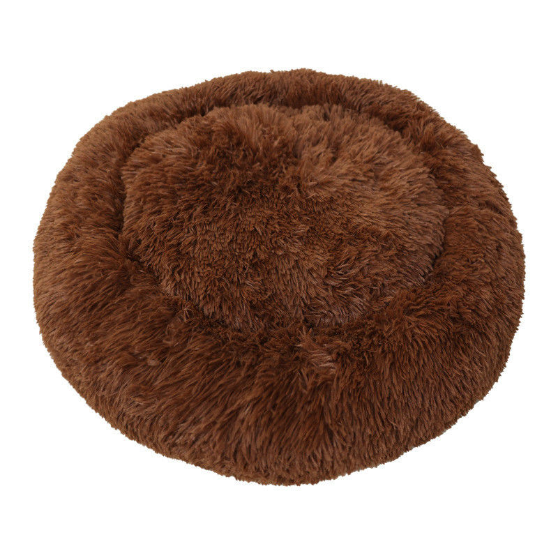 Dog Cat Pet Bed Fluffy Plush Skin-Friendly Quilted PP Cotton Candy-Colored Round Pet Sofa