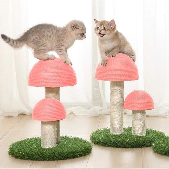 Cat Scratching Sleeping Playing Mushroom Pink Custom Sisal Climbing Tree for Fun Play