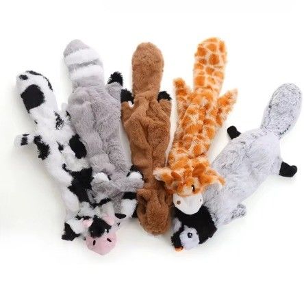Double Layer Reinforced Fabric Durable Cute No Stuffing Chewtle Plush Squeaky Dog Toys
