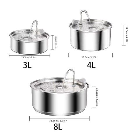 Super Quiet Pet Water Fountain with Electric Mute Dispenser and Stainless Steel Filter