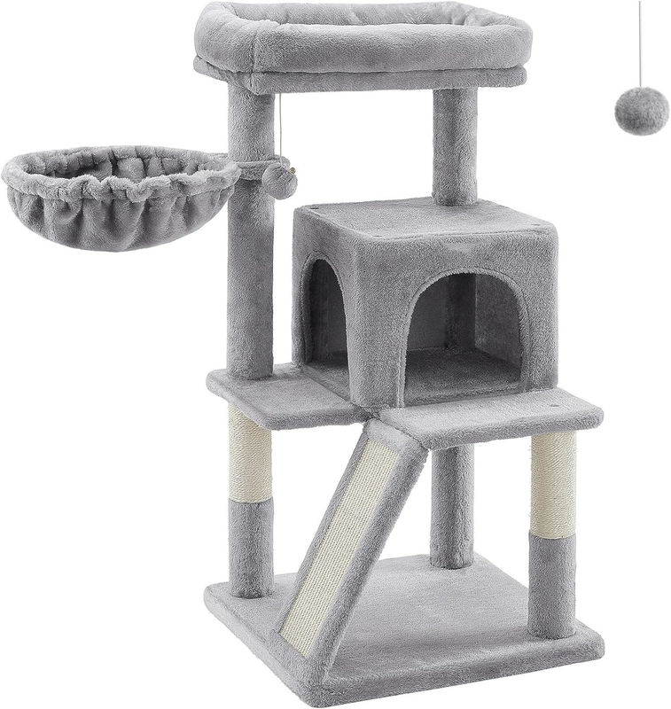 Advantageous Wood Modern Cat Sisal Scratcher with Soft Perch and Multi-Level Cat Tower
