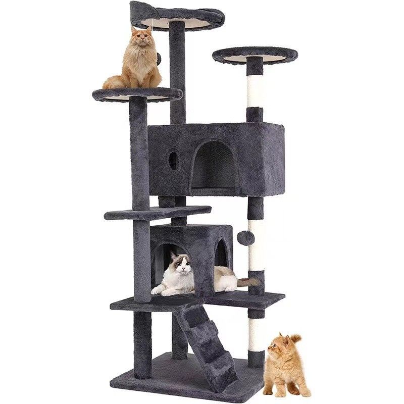 Fun Play Plush Pet Toy Cat Tree with Sturdy Scratching Posts and Large Climbing Frame