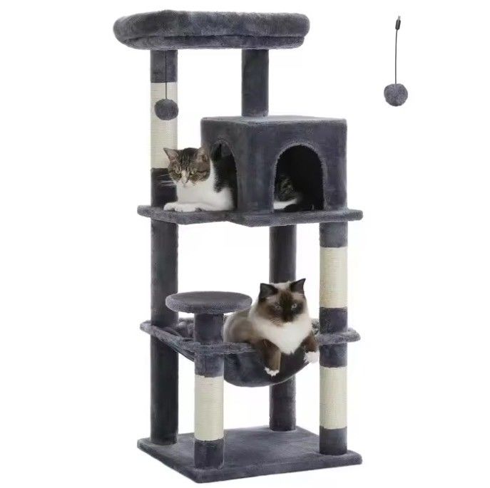 Cat Furniture Pet House Indoor Activity Center with Scratching Toy and Dangling Ball