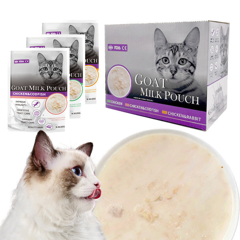 VITAMINS MINERALS Health Feature Top Grade Goat Milk Pouch Cat Treat Pet Wet Food 85g
