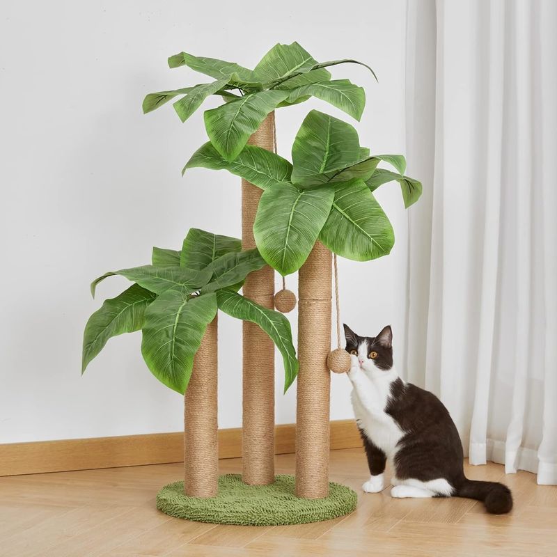 Indoor Cats Sustainable Green Cat Tree Tower with Cat Scratching Sleeping Playing Condo