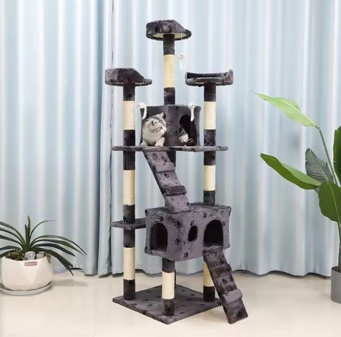 Fun Play Multi Level Luxury Cat Tree Furniture with Scratching Post Condo Platforms