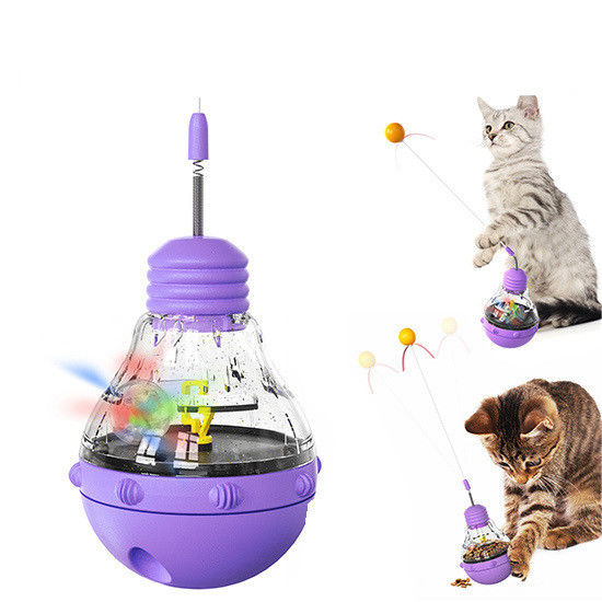 Multifunctional Cat Toy Rotating Wand Light-Up Ball and Slow Feeder for Indoor Cats