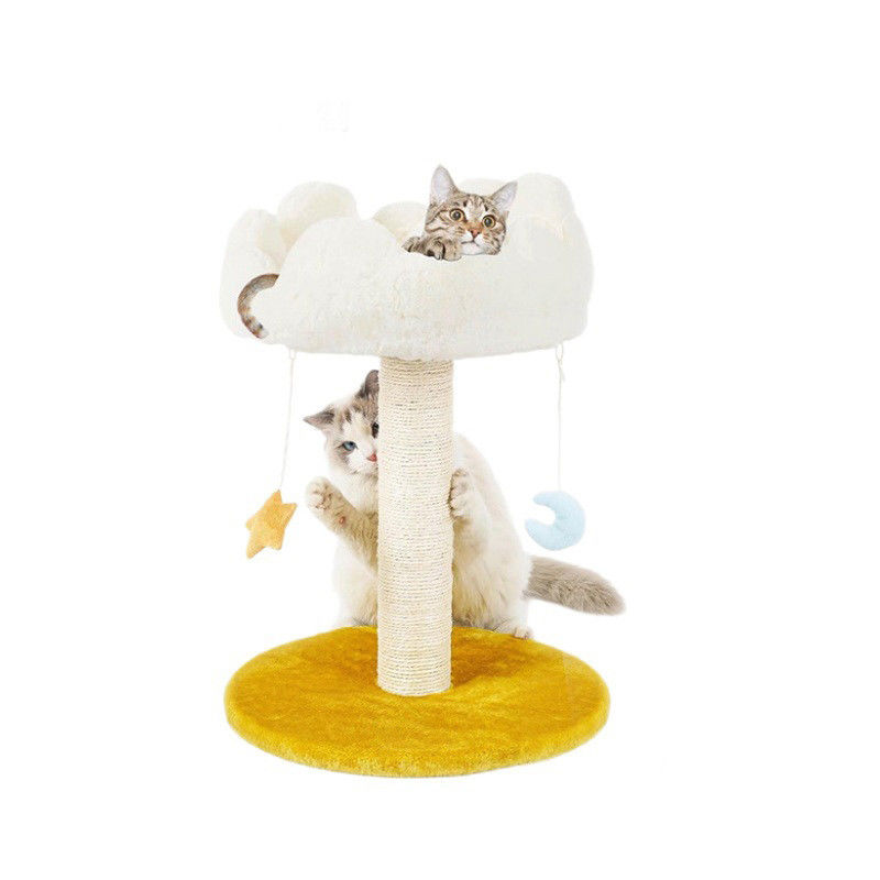 Plush Perch Cute Cat Tree White Cloud Cat Tower For Small Cats And Animals
