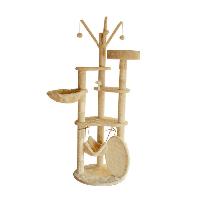Multi-Level Cat Climbing Sisal Frameodern Wood Large Cat Tree Tower Furniture Scratch Post