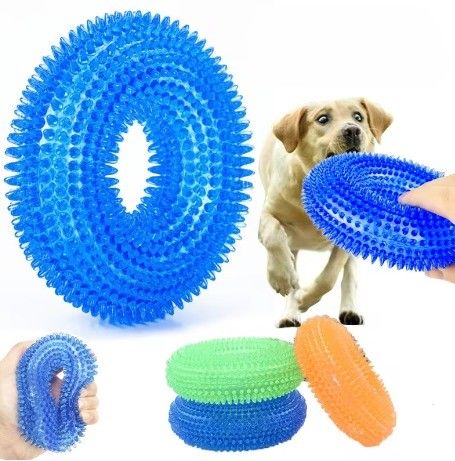 Pet Dog Interactive Chew Toy Squeaky Bite Resistant Barbed Tooth Cleaning Toy for Dogs