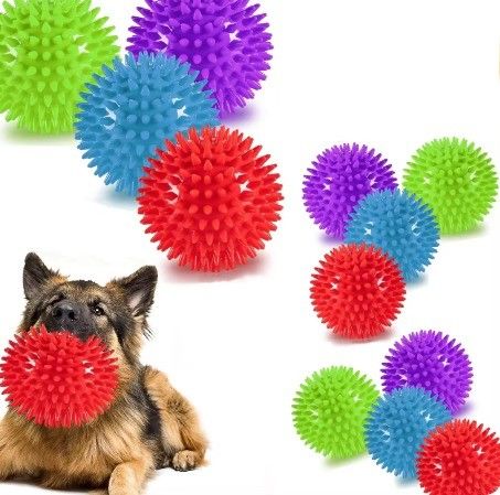 Customized Logo Acceptable Best Seller TPR Squeaky Spike Ball Dog Toy for Dog and Pets