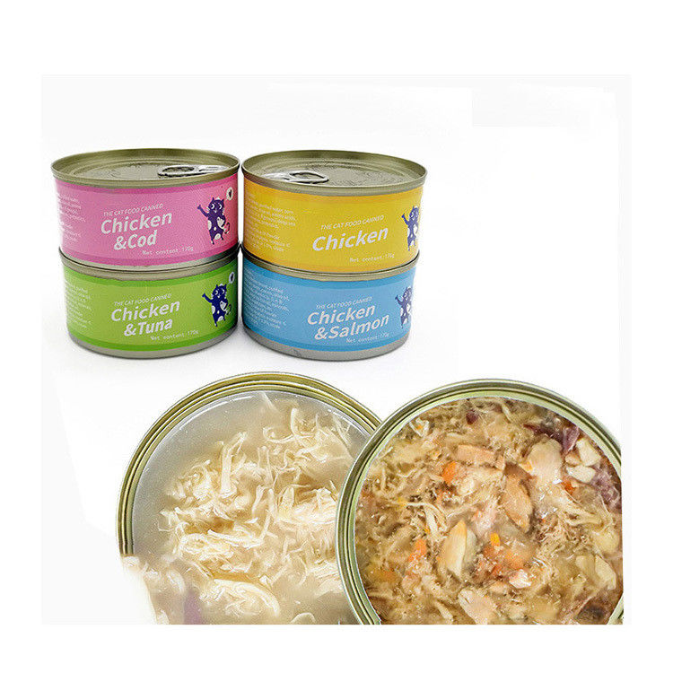 Protein Shredded Chicken and Salmon Canned Recipe Cat Food for 170g Cats Special Diet