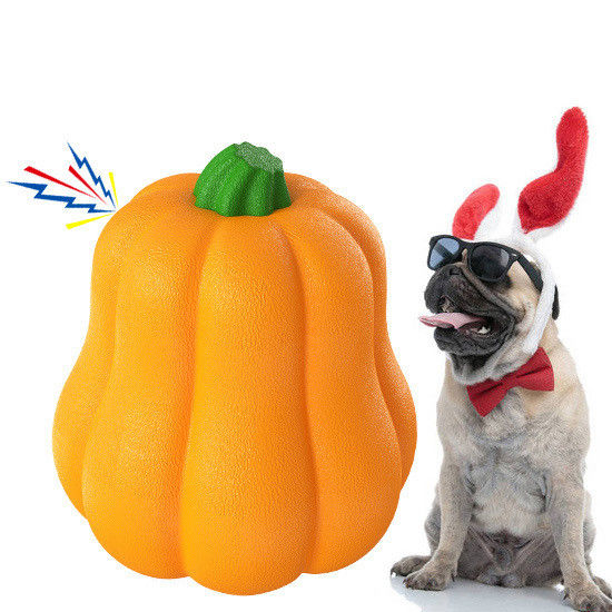Large Pumpkin Dog Toy Ball Durable TPR Chewing Ball for Training and Teeth Cleaning