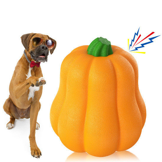 TPR Pumpkin Ball Shake Makes Giggle Sound Interactive Dog Toy for Herding and Training